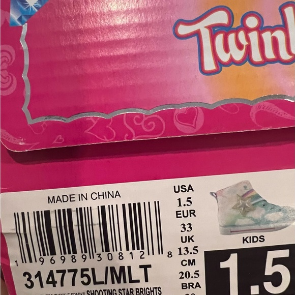 Sketchers Girls Twinkle Sparks Shooting Star Brights Light-up sneakers 1 & 1.5 - Picture 5 of 6